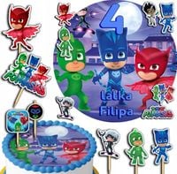 ZESTAW OPŁATEK NA TORT 20CM + TOPPERY PAPIEROWE - PIDŻAMERSI 15CM 18CM