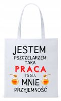 Dla Pszczelarza Na Prezent Torba Eco Biała Shopper Z Nadrukiem Ze Zdjęciem