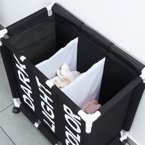 Kosz na Pranie Dzielony do Segregacji 3-komory Trzykomorowy Łazienkowy 137L na Arena.pl