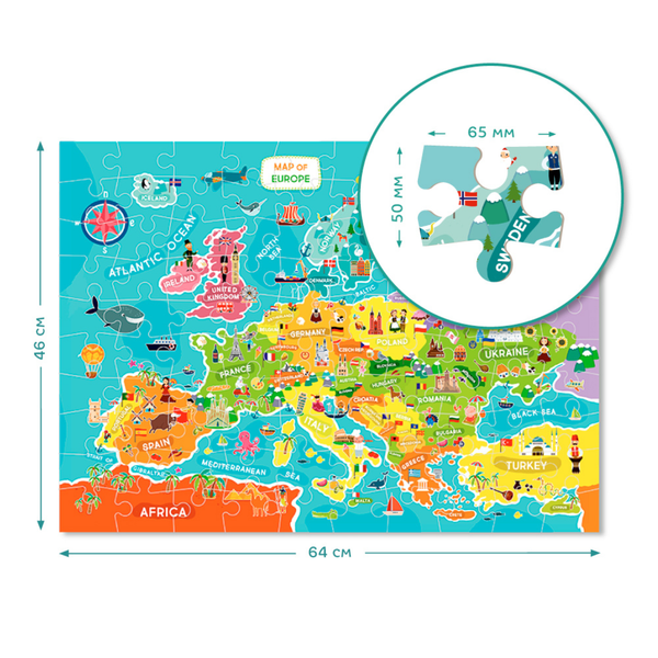 Puzzle Dodo Toys Puzzle Mapa Europy 100 Elementów Puzzle Dla Dzieci 300124 zdjęcie 3