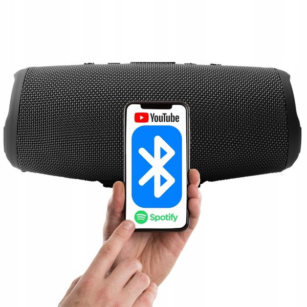 GŁOŚNIK PRZENOŚNY BLUETOOTH + LED BEZPRZEWODOWY CZARNY WODOODPORNY SOLIDNY zdjęcie 3