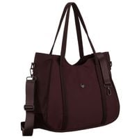 bordowa shopperka damska z poliestru, jednokomorowa
