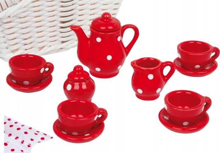 Sfd Piknik Zestaw do herbaty kawy Dla dzieci Ceramiczne naczynia Koszyk zdjęcie 4