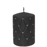 Czarna świeca dekoracyjna pikowana glamour premium 11x7x7