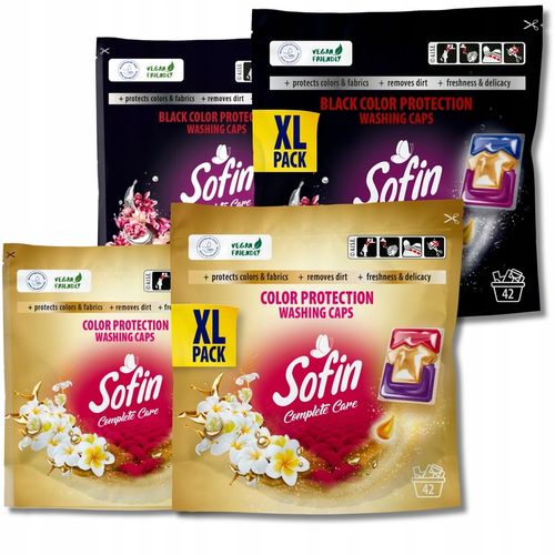 Sofin Kapsułki do Prania Kolorów Ciemnego Czarnego Ochrona Kolorów MIX 66x2 na Arena.pl