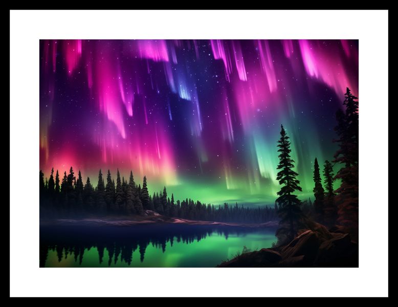 Plakat 35x25cm Zorza Nad Lasem zdjęcie 3