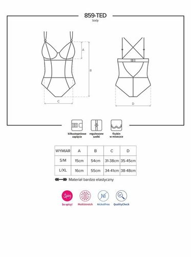 Intrygujące Koronkowe Body - Obsessive 859-TED-1 L/XL na Arena.pl