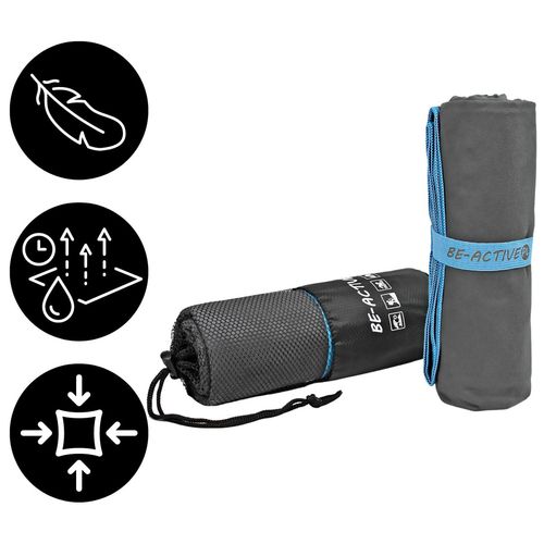 Ręcznik Szybkoschnący Z Mikrofibry 130X80Cm Szaro-Niebieski na Arena.pl