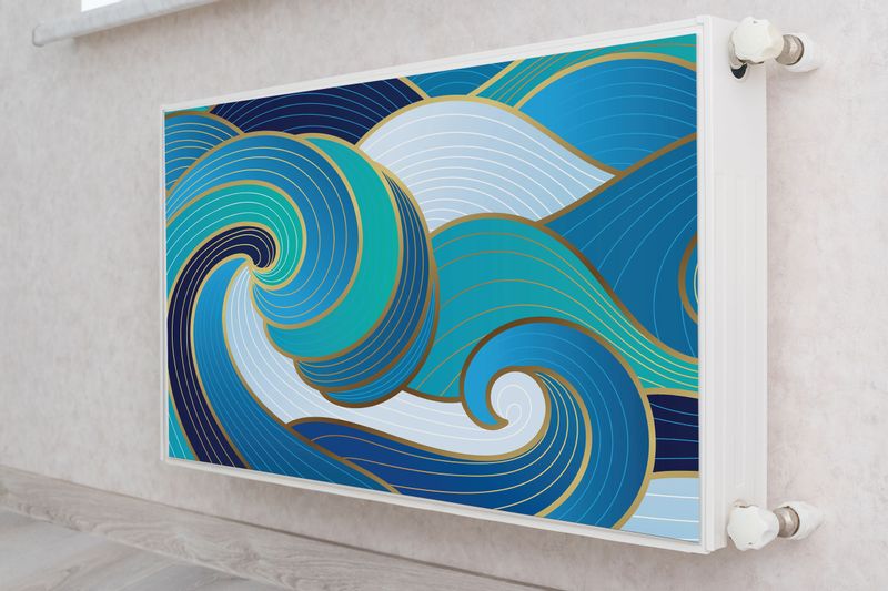 MATA Magnetyczna Na Grzejnik Abstrakcyjne Fale Line-art 120cm x 60cm zdjęcie 4