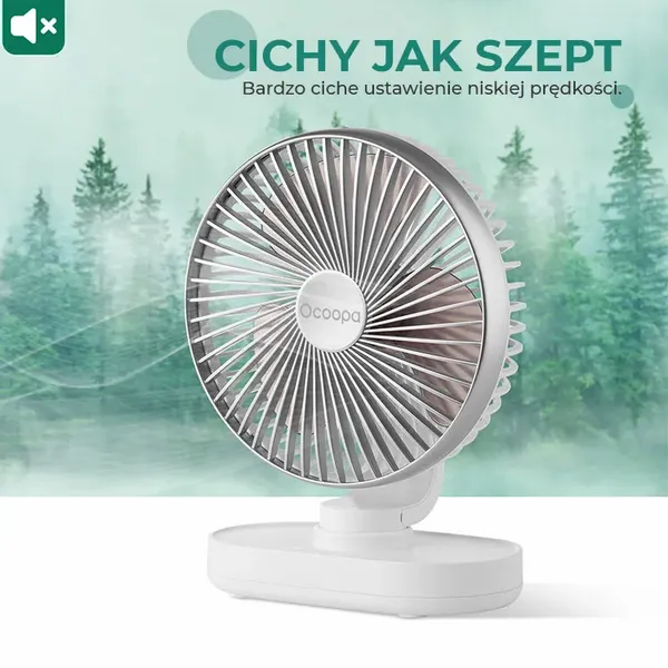 Wentylator stołowy Ocoopa D77 silver akumulator USB oscylator zdjęcie 8