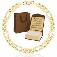 ZŁOTA BRANSOLETKA MĘSKA SPLOT FIGARO PR. 585 / 925 + GRAWER 8 mm PREZENT