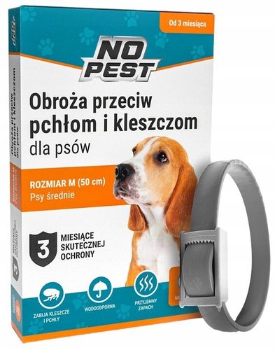 OBROŻA NA KLESZCZE I PCHŁY DLA PSA DLA PSÓW 50CM ROZMIAR M/L NO PEST na Arena.pl