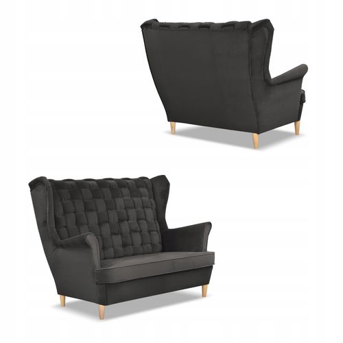 Zestaw wypoczynkowy Carol sofa fotele pufy paski grafitowy na Arena.pl