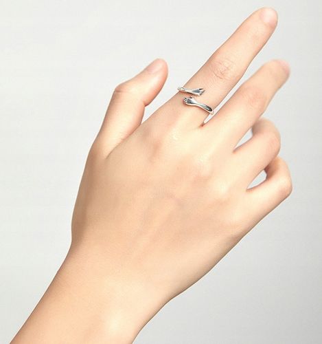 PIERŚCIONEK SREBRNY DŁONIE REGULOWANY PRZYTULANIE SREBRO 925 na Arena.pl