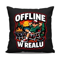 Offline w realu - czarna poduszka na prezent CHILL CHILLOUT WOLNE URLOP