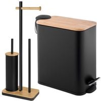 Zestaw łazienkowy: Kosz na śmieci & Stojak na papier toaletowy 3w1 z bamnus
