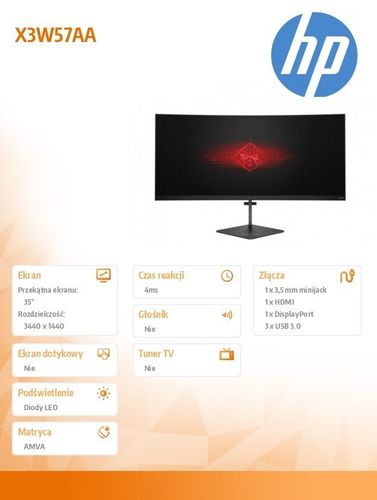 Monitor 35 OMEN Curved G-Sync Display X3W57AA na Arena.pl