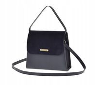 Laura Biaggi - torebka wizytowa kuferek granatowy groszej klapka zamsz JP41