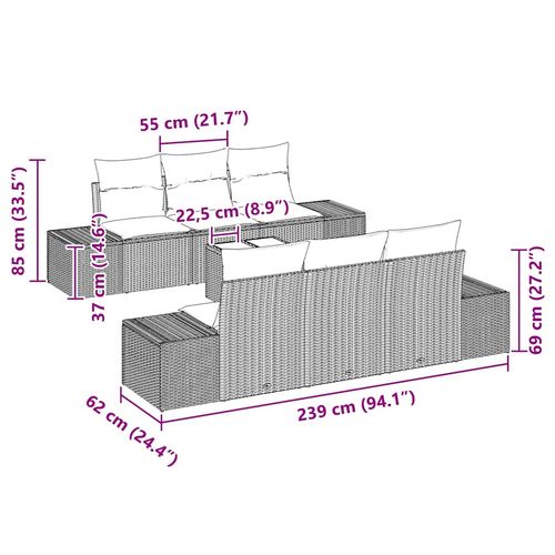 Zestaw Sof na Ogród 7 pcs Beżowy i kremowy 55 x 55 x 37 cm na Arena.pl