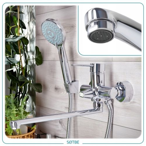 Bateria z długą wylewką do wanny Kran z ceramicznym przełącznikiem SOLIDNA na Arena.pl