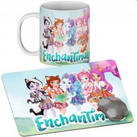 ZESTAW KUBEK + PODKŁADKA - ENCHANTIMALS - PREZENT WIELE WZORÓW + IMIĘ