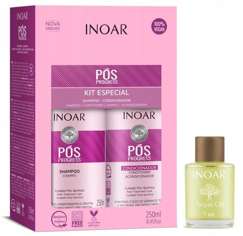 Inoar Pos Progress Duo Pack szampon+odżywka po keratynie 2x250ml+olejek 7ml na Arena.pl