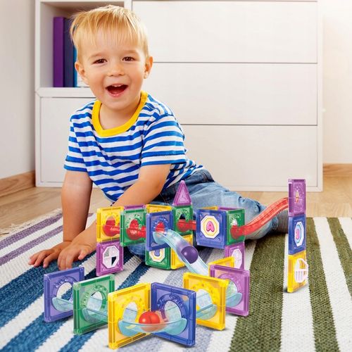 KLOCKI MAGNETYCZNE KONSTRUKCYJNE ŚWIECĄCY TOR KULKOWY ZJEŻDZALNIA 3D na Arena.pl