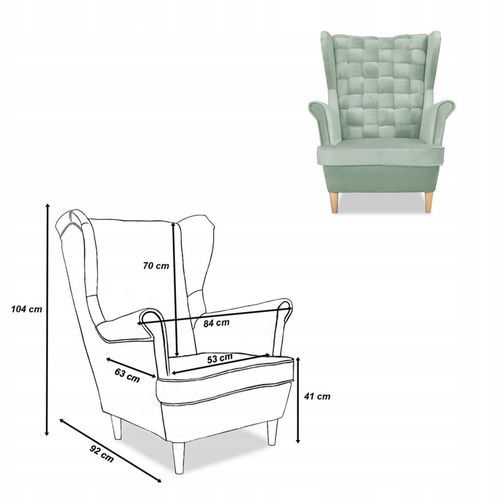 Zestaw wypoczynkowy Carol sofa fotele paski Family Meble seledynowy na Arena.pl