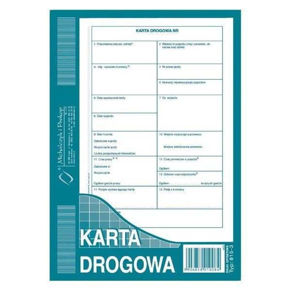 DRUK KARTA DROGOWA TYP 815-3 zdjęcie 1