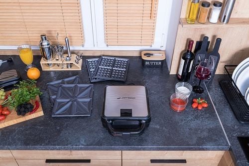 OPIEKACZ GOFROWNICA TOSTER DO KANAPEK GRILL WYMIENNE WKŁADY 3w1 MOC na Arena.pl