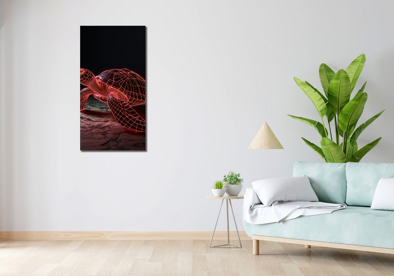 Obraz 50x100cm Neonowy Żółw zdjęcie 2