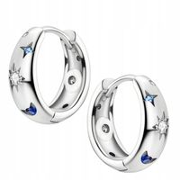 SREBRNE KOLCZYKI 925 KÓŁKA GWIAZDKI KSIEŻYC ZATRZASK RODOWANE SREBRO 925