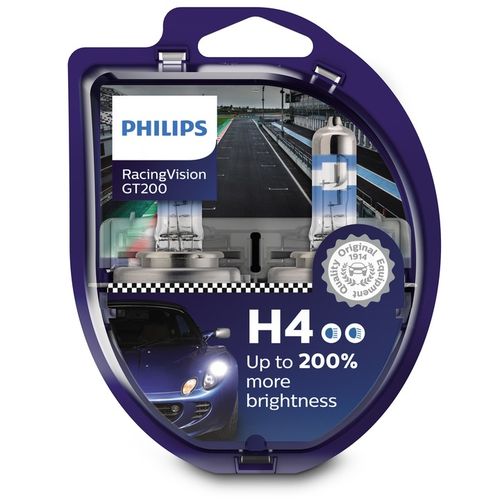 Philips żarówki samochodowe H4 12V 60/55W P43t-38 RacingVision GT200 +200% na Arena.pl
