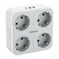 Gniazdo sieciowe Tessan TS-302-DE-C 4 gniazda 1x USB-C 2x USB-A Białe