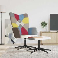 Fotel z podnóżkiem, patchwork, obity tkaniną