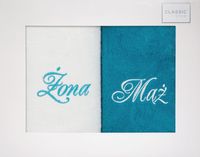 Komplet ręczników Mąż-Żona 2 szt. 50x90 Eurofirany biały / turkusowy