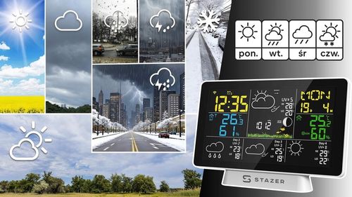 Stacja pogodowa pogody termometr higrometr barometr budzik smart WiFi na Arena.pl