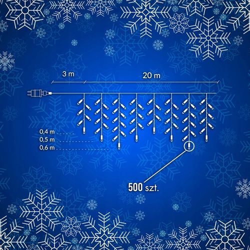 SOPLE 500 LED biały zimny + FLASH LAMPKI ZEWNĘTRZNE 23m GIRLANDA Kurtyna na Arena.pl