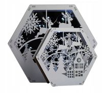 Biały KOMPLET ŚWIECĄCY LED Ozdoba na STÓŁ komodę Świecznik Renifery Mikołaj