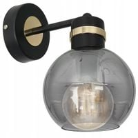 Lampa Ścienna OMEGA Czarny Złoty Szklany Klosz 1xE27 Kinkiet Do Pokoju Dom