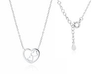 Delikatny rodowany srebrny naszyjnik gwiazd celebrytka serca serduszka heart srebro 925 Z1820NR