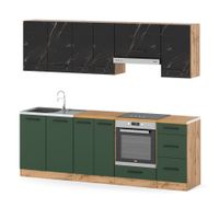 Kuchnia Z Blatem Mała Mokka Plus 2.4m Wotan San Sebastian Butelkowa Zieleń