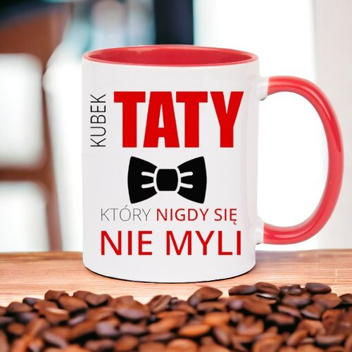 Kubek z nadrukiem prezent na DZIEŃ OJCA dla TATY biało/czerwony na Arena.pl