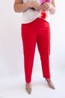 Eleganckie Spodnie z Wysokim Stanem Czerwone 46