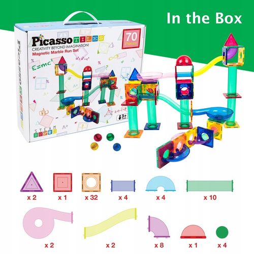 Tor kulkowy Klocki magnetyczne konstrukcyjne edukacyjne70 el kulodrom PTG70 na Arena.pl