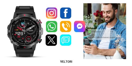 Smartwatch Veltori VT110-1 Czarny Pasek Silikonowy na Arena.pl