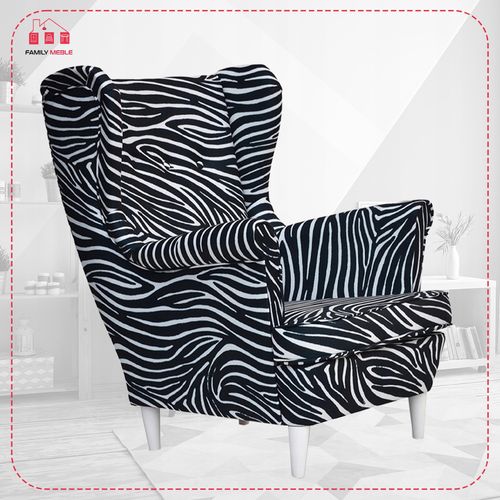 Fotel uszak ARI PRINT skandynawski Family Meble zebra czarny paski na Arena.pl