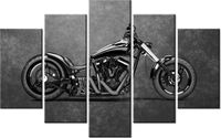70 100CM OBRAZ 5 ELEM CZARNY CHOPPER DRUK PŁÓTNO