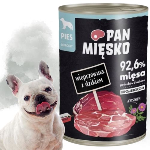 mokra karma dla psa wieprzowina z dzikiem pan mięsko hipoalergiczna 400g na Arena.pl