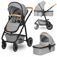 Wózek wielofunkcyjny 2w1 z Gondolą Pasy 5 Punktowe Lionelo Amber Grey Stone